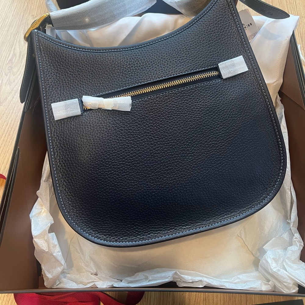 Coach Navy Blue Medium Pebble Crossbody.
